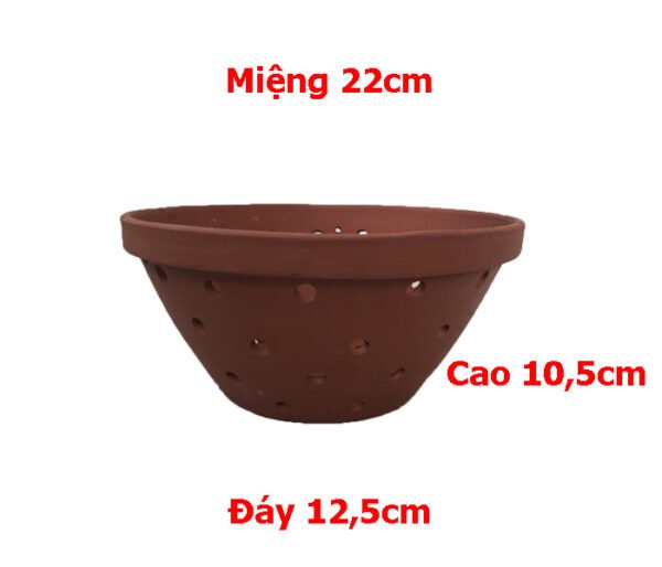 Miệng 22cm ,đáy 12,5cm,cao 10,5cm